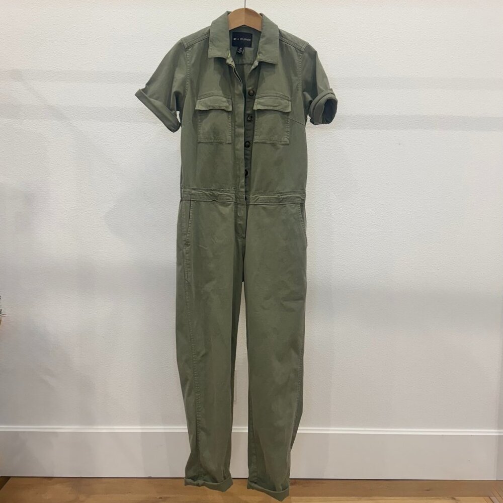 B.P. x Wildfang Army Green Utility Jumpsuit Short Sleeve XS NWOT Boiler Suit